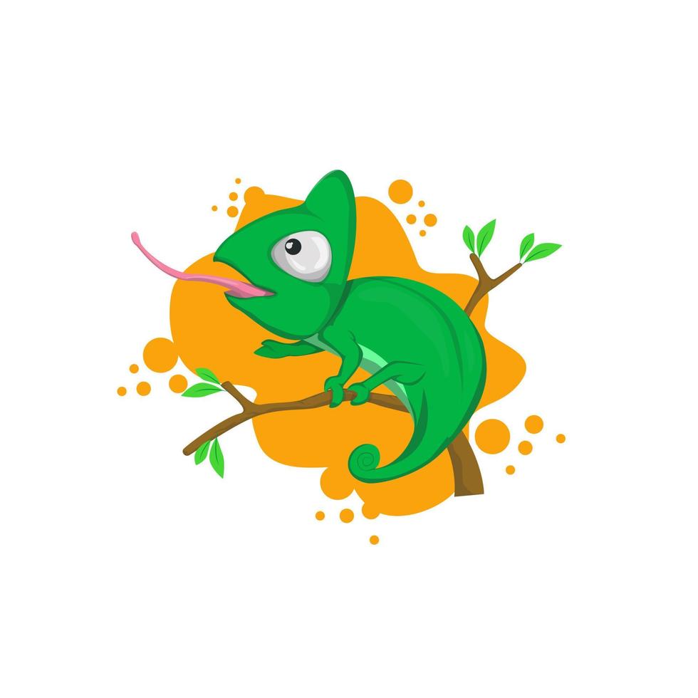 Cute chameleon cartoon vector