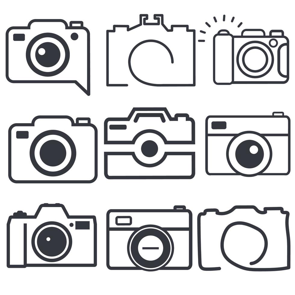 camera of line  icons sign set vector