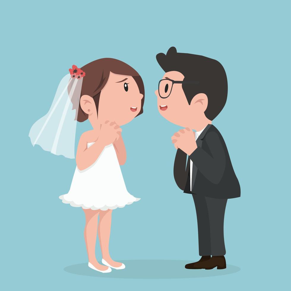 Wedding with cute couple vector