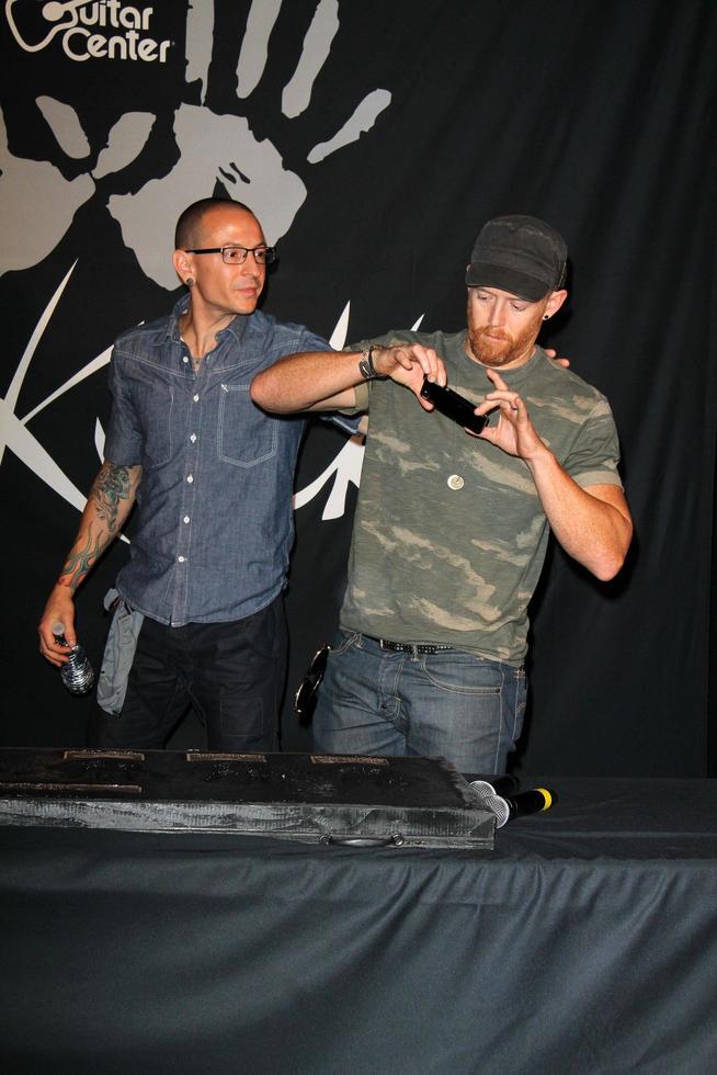 LOS ANGELES, JUN 18 - Chester Bennington, Dave Farrell at the Linkin Park Rockwalk Inducting Ceremony at the Guitar Center on June 18, 2014 in Los Angeles, CA photo