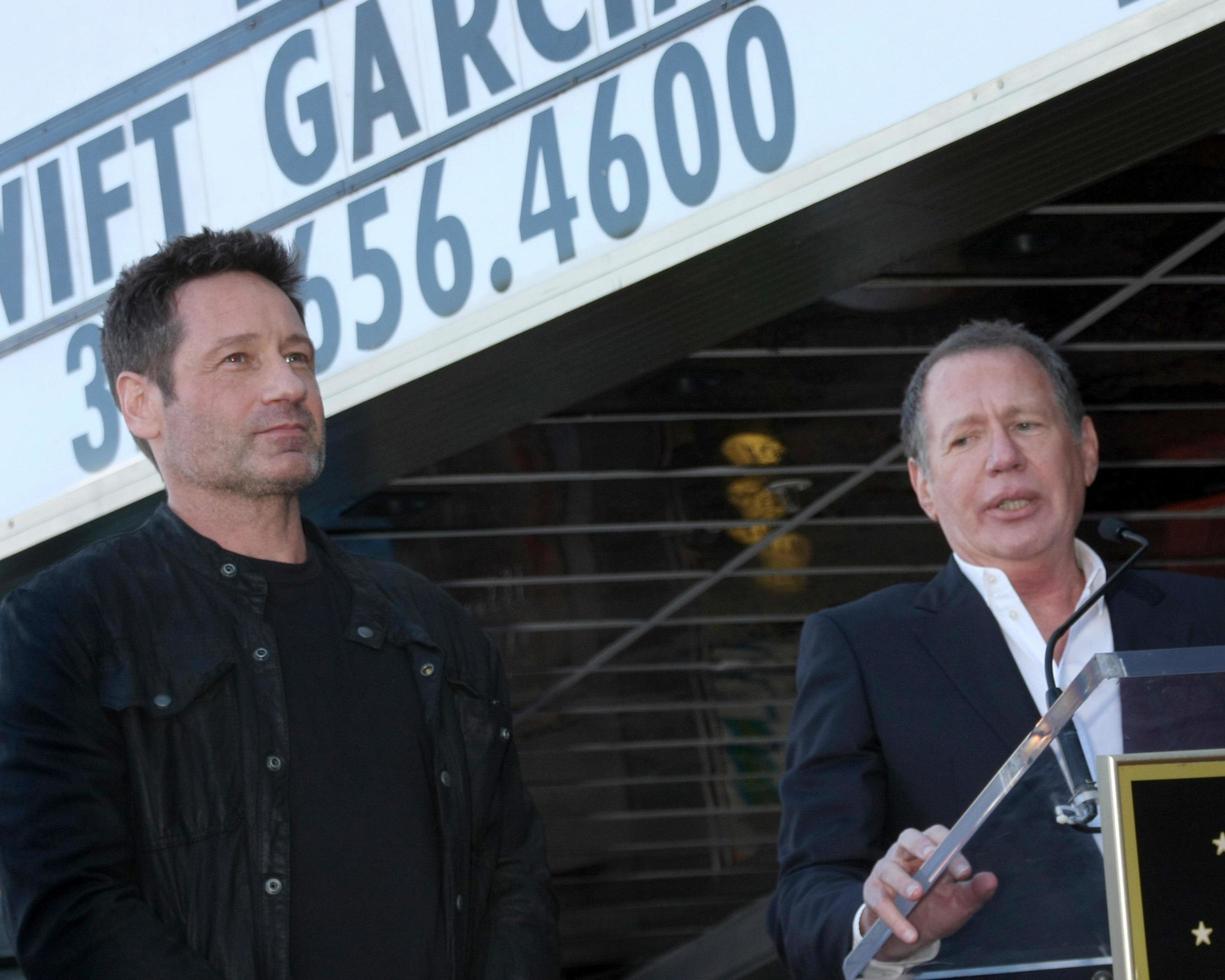 LOS ANGELES, JAN 25 - David Duchovny, Garry Shandling at the David Duchovny Hollywood Walk of Fame Star Ceremony at the Fox Theater on January 25, 2016 in Los Angeles, CA photo
