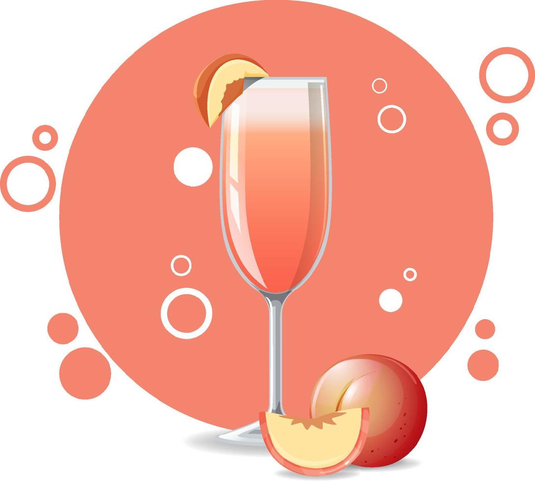 Bellini cocktail in the glass vector