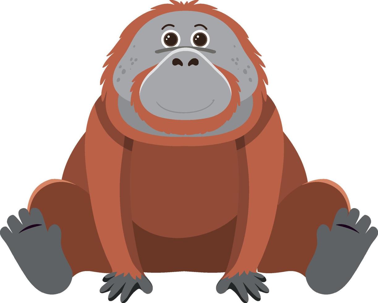 Cute orangutan in flat style isolated vector