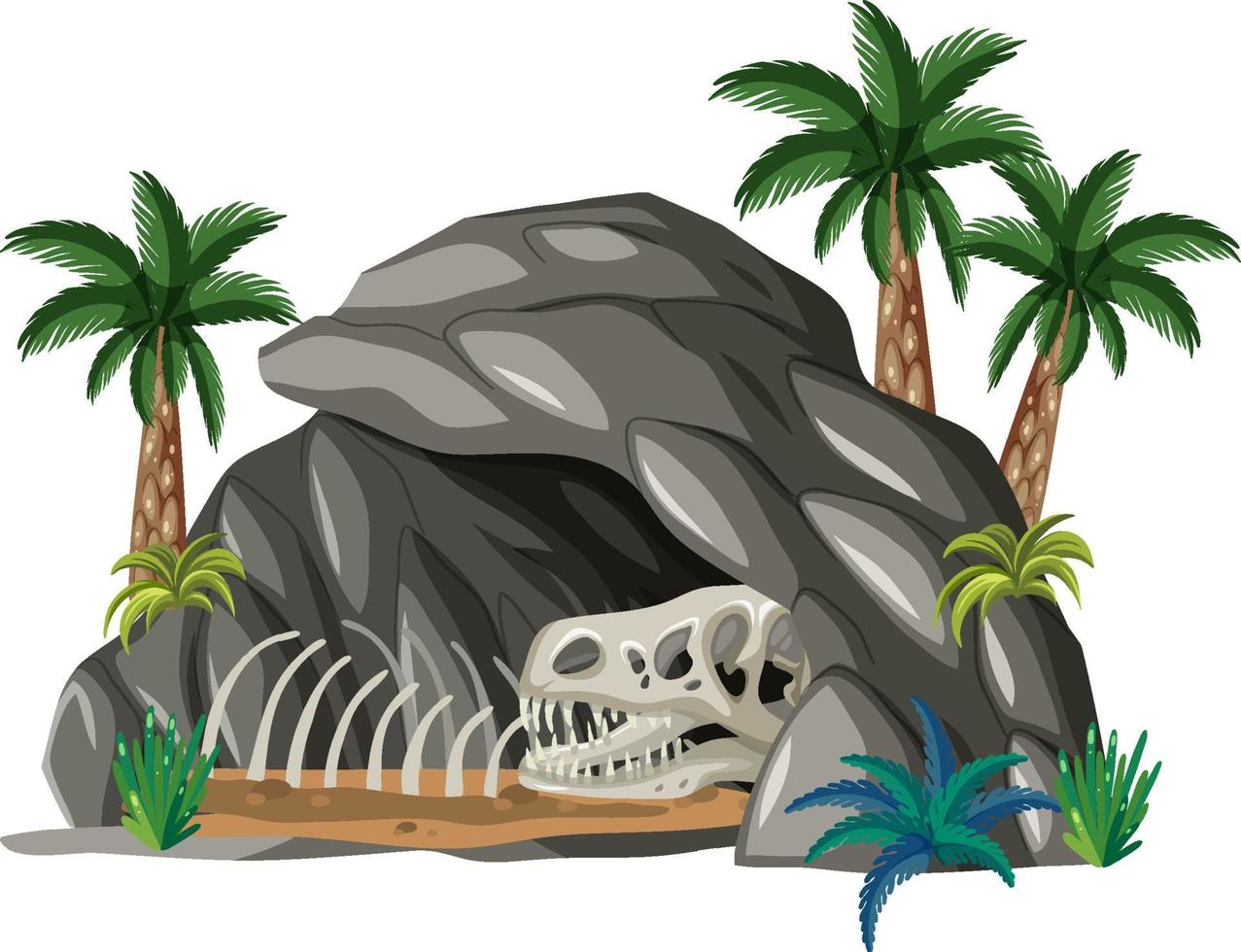 Stone cave with fossils vector