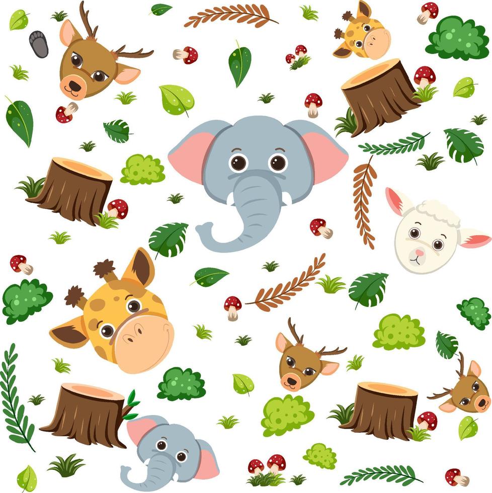 Cute animal seamless pattern vector