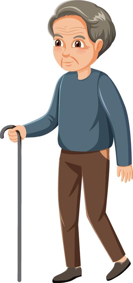 Elderly man holding crane vector
