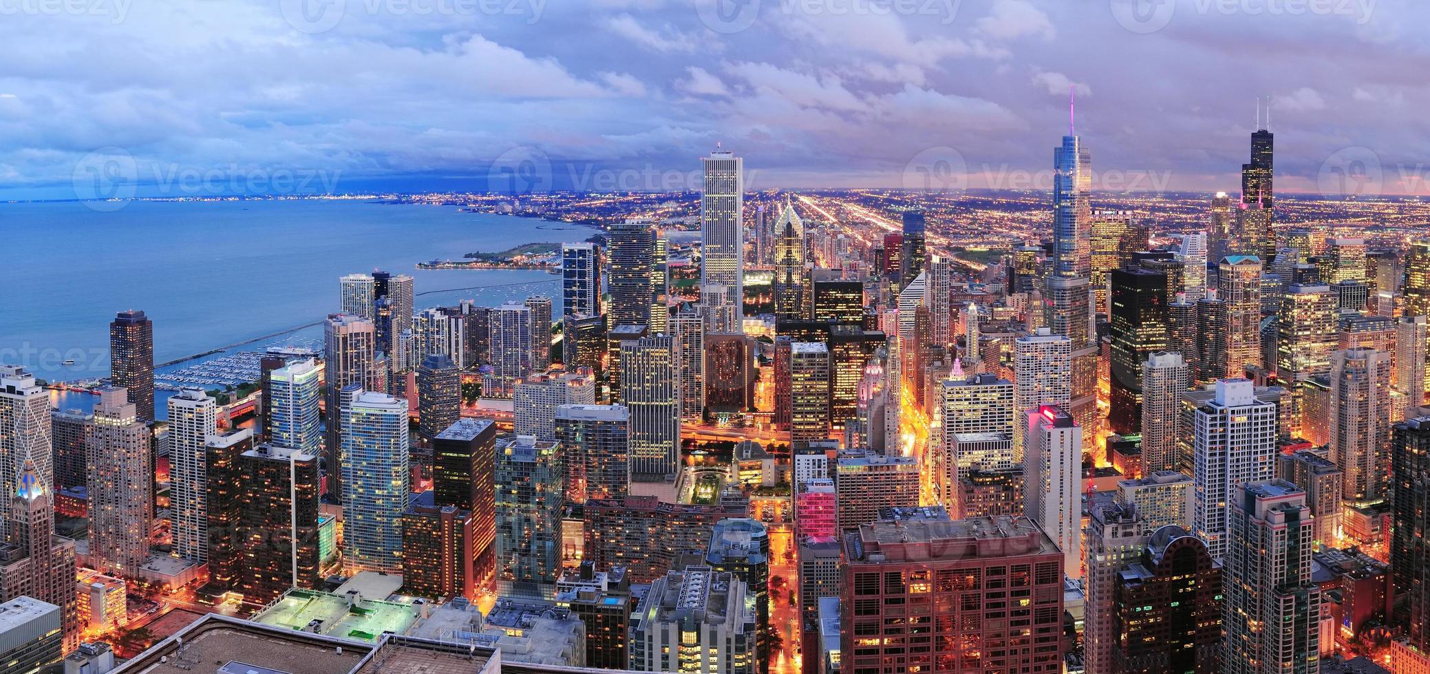 Chicago skyline panorama aerial view photo