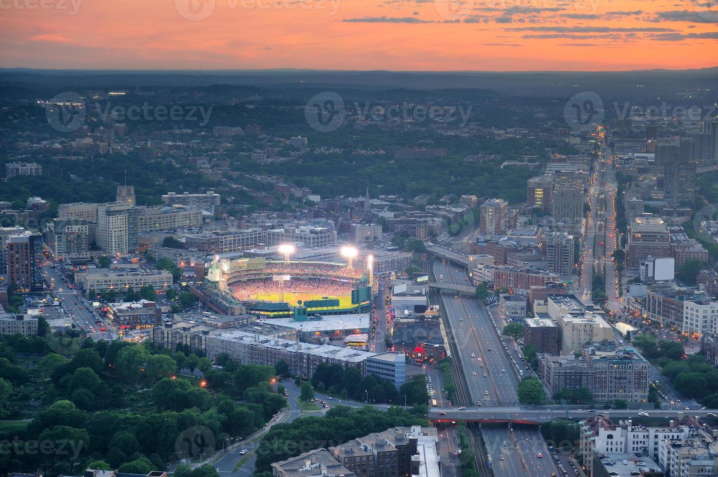 Boston aerial view at sunset photo