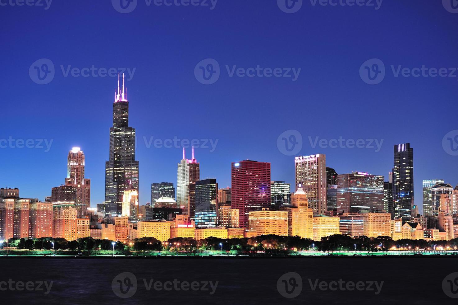 Chicago skyline at dusk photo