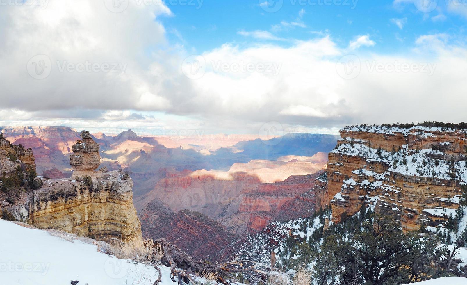 Grand Canyon panorama view in winter with snow photo