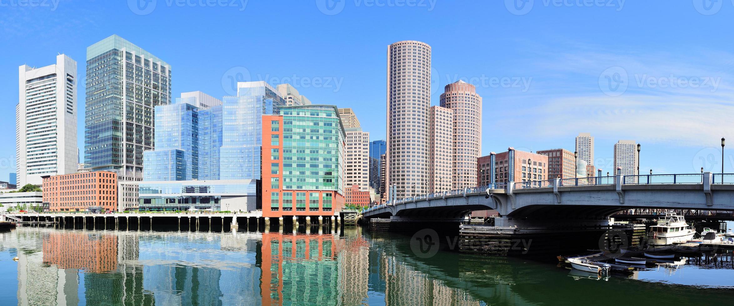 Boston skyline over water photo