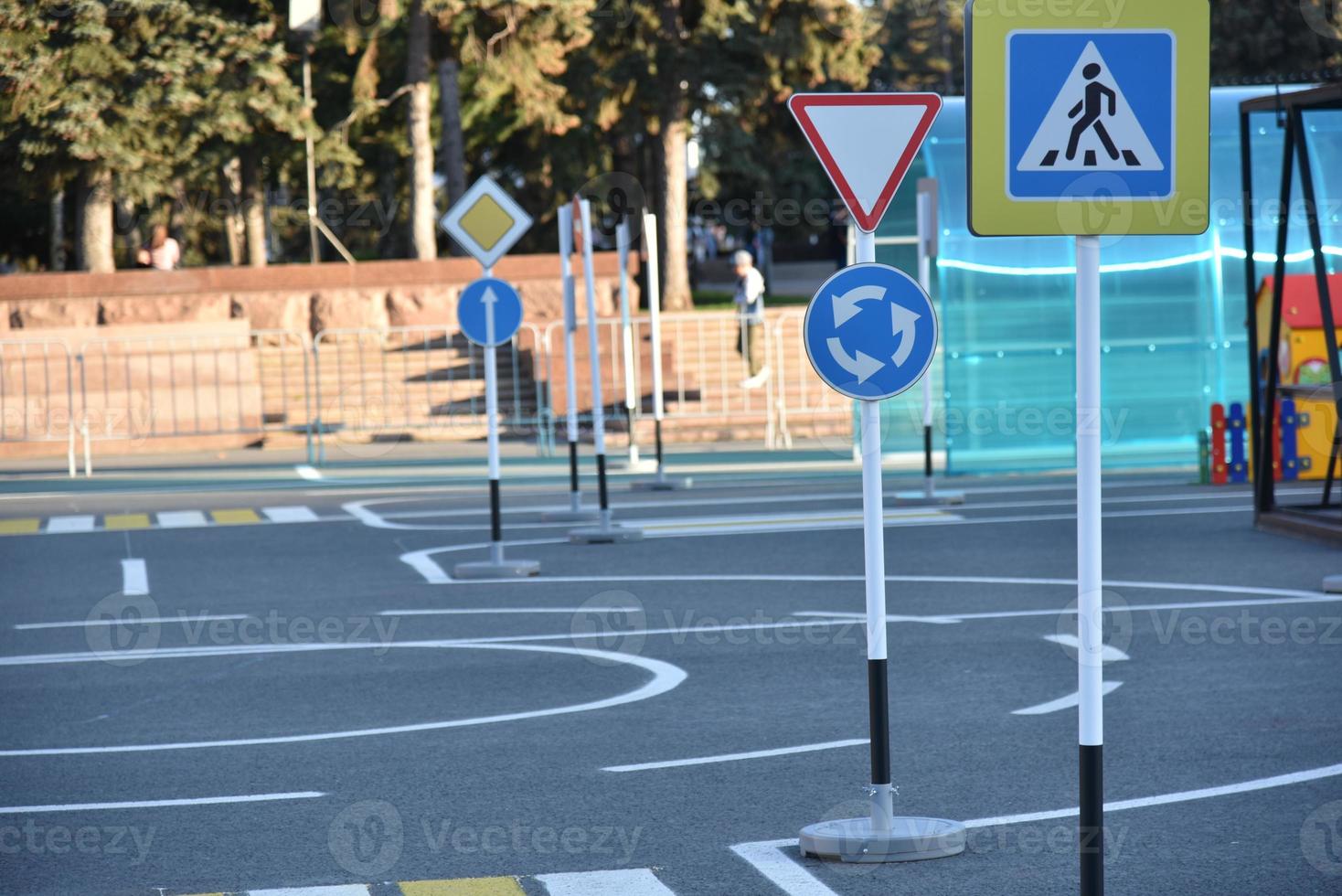 Children's road with road signs and markings photo