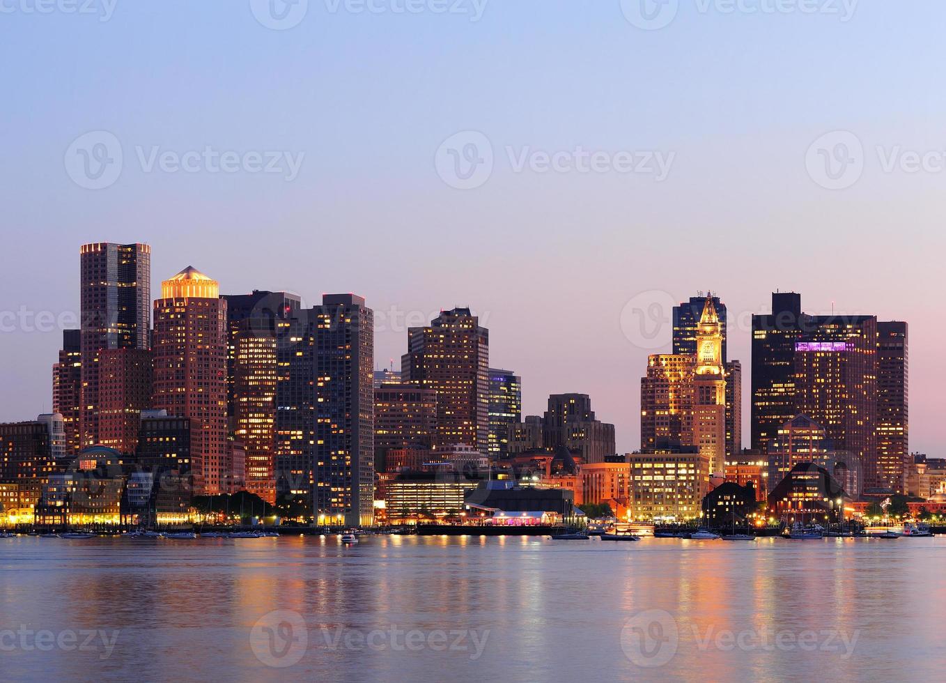 Boston downtown skyline at dusk photo