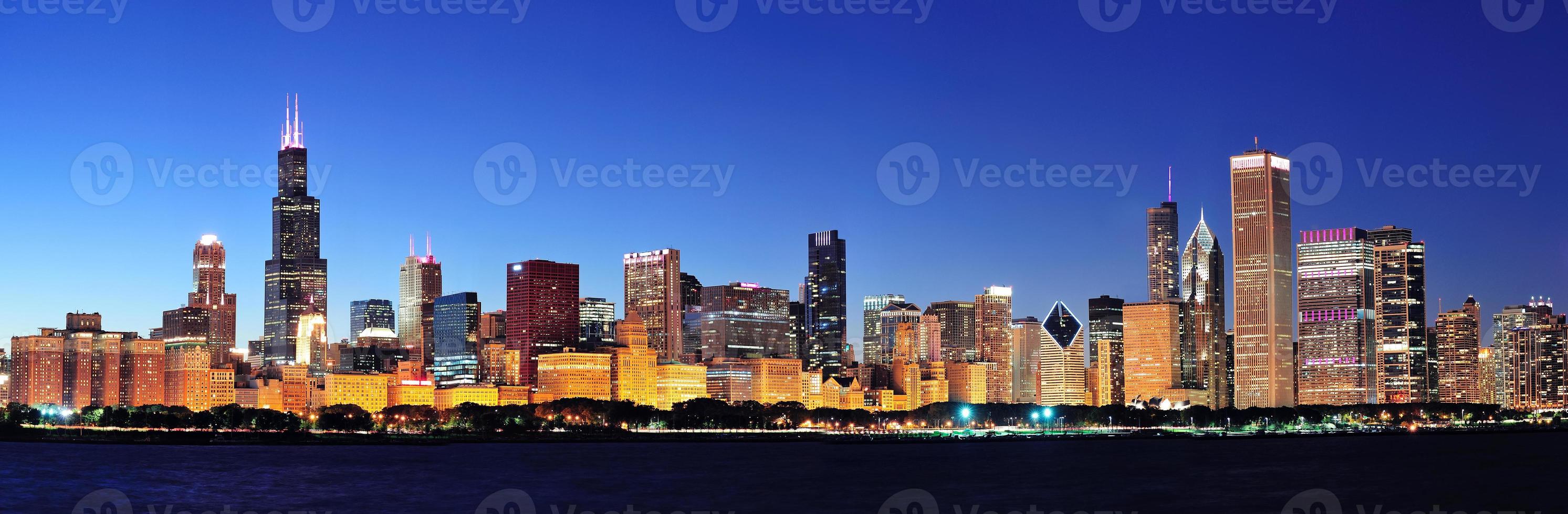 Chicago night panorama photo