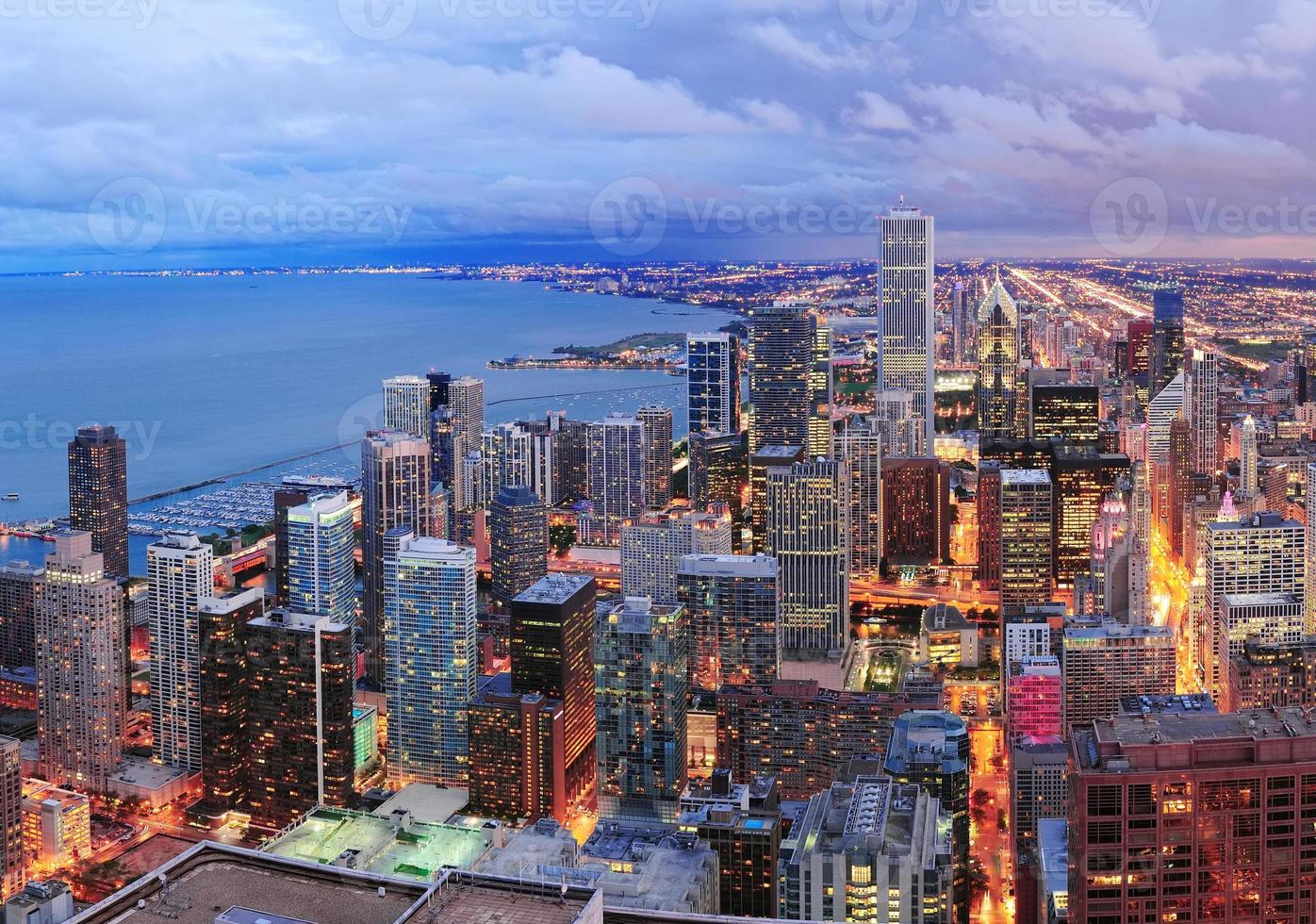 Chicago skyline panorama aerial view photo