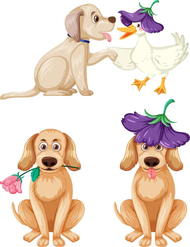Cute Labrador Retriever dog with duck vector