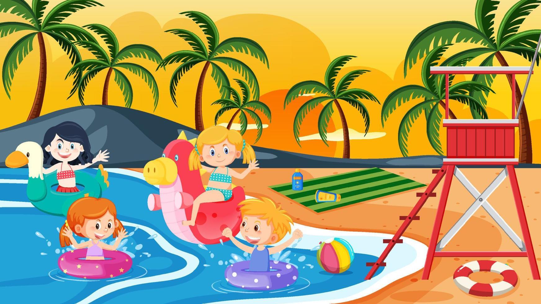 Children at the beach on summer holiday vector