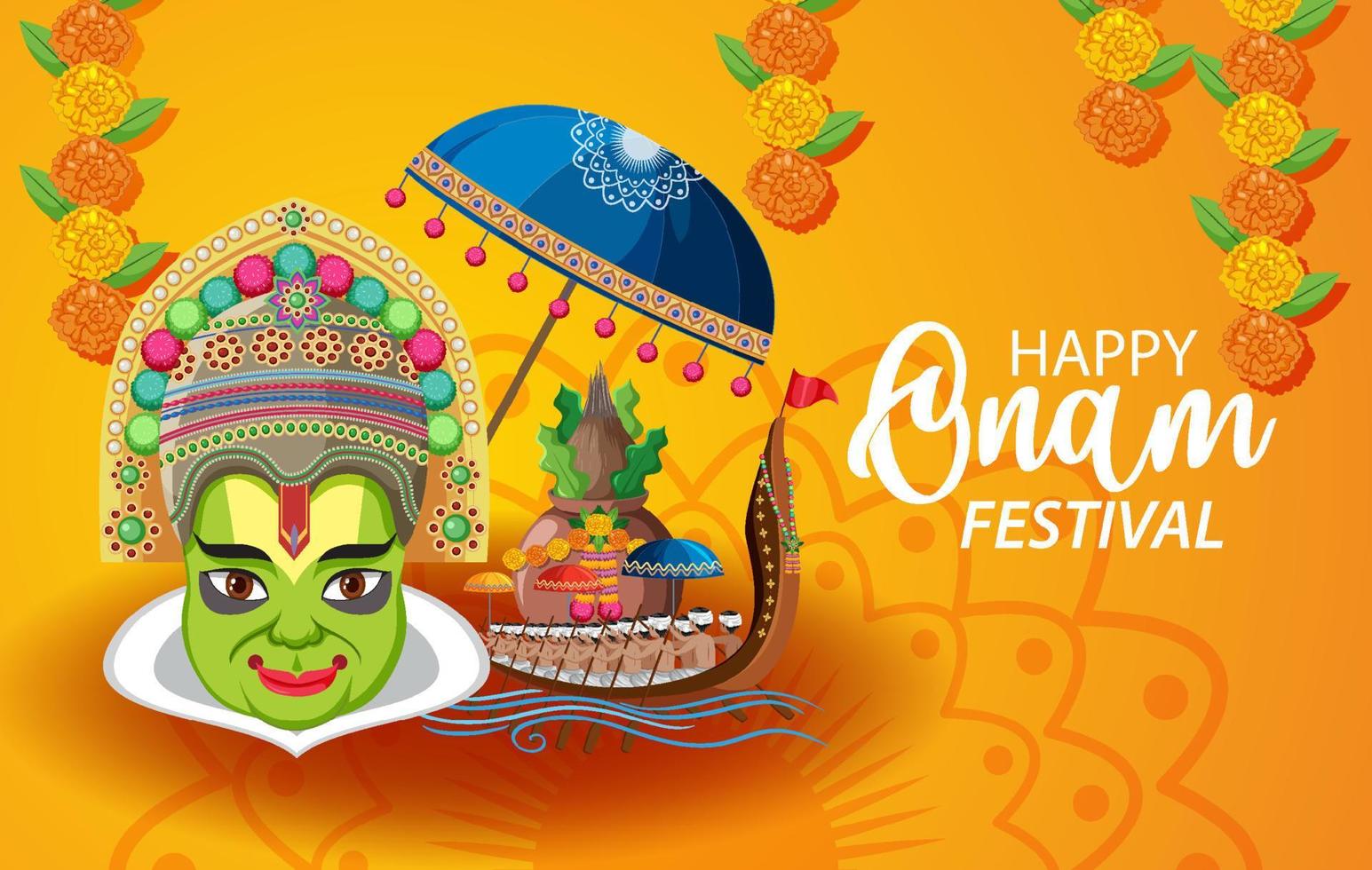 Onam Hindu harvest festival poster vector