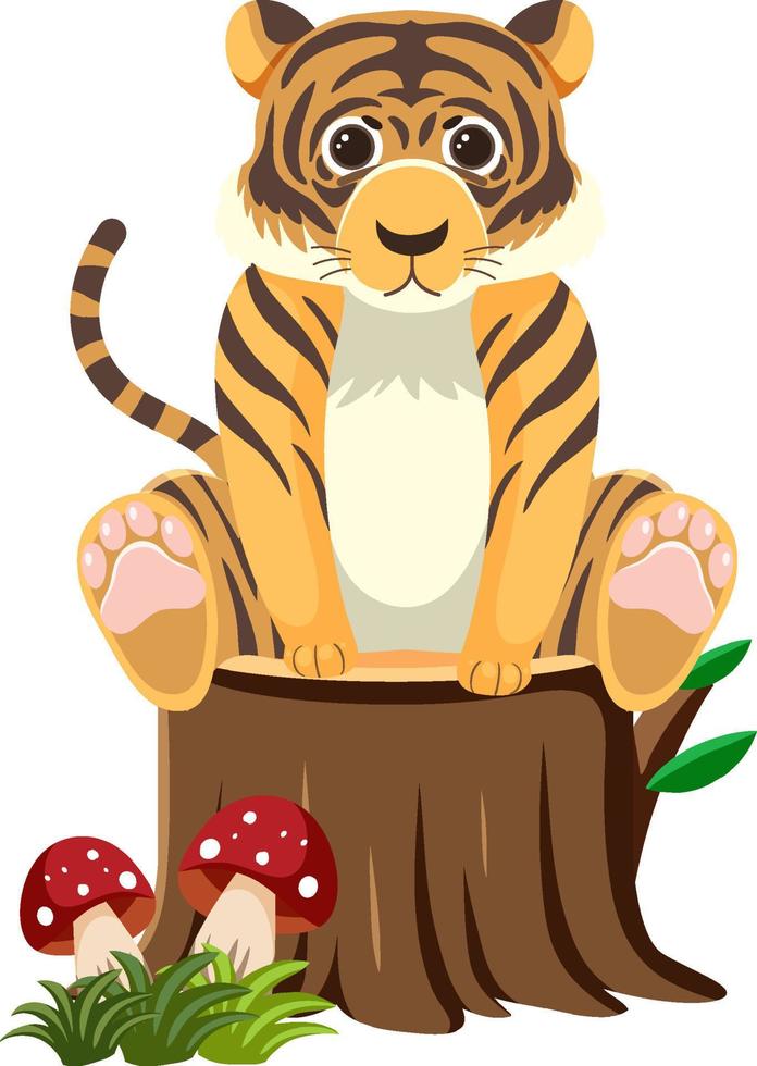 Cute tiger in flat style vector