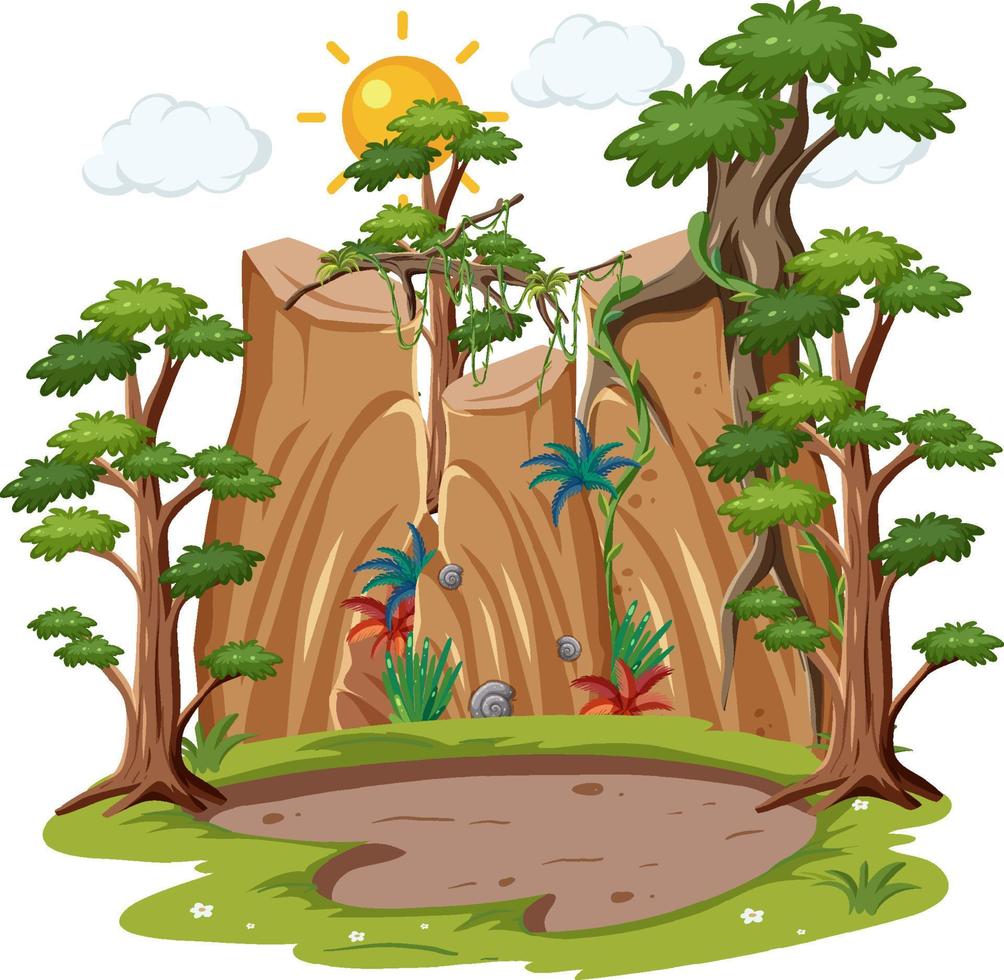 Nature cliff forest isolated vector