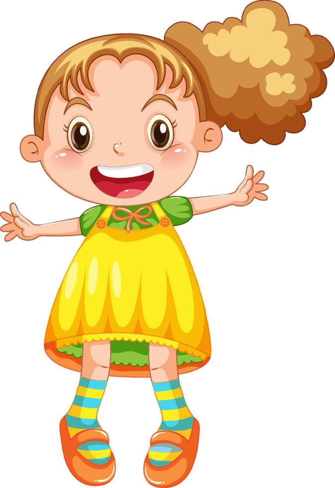 Cute happy girl cartoon character jumping vector