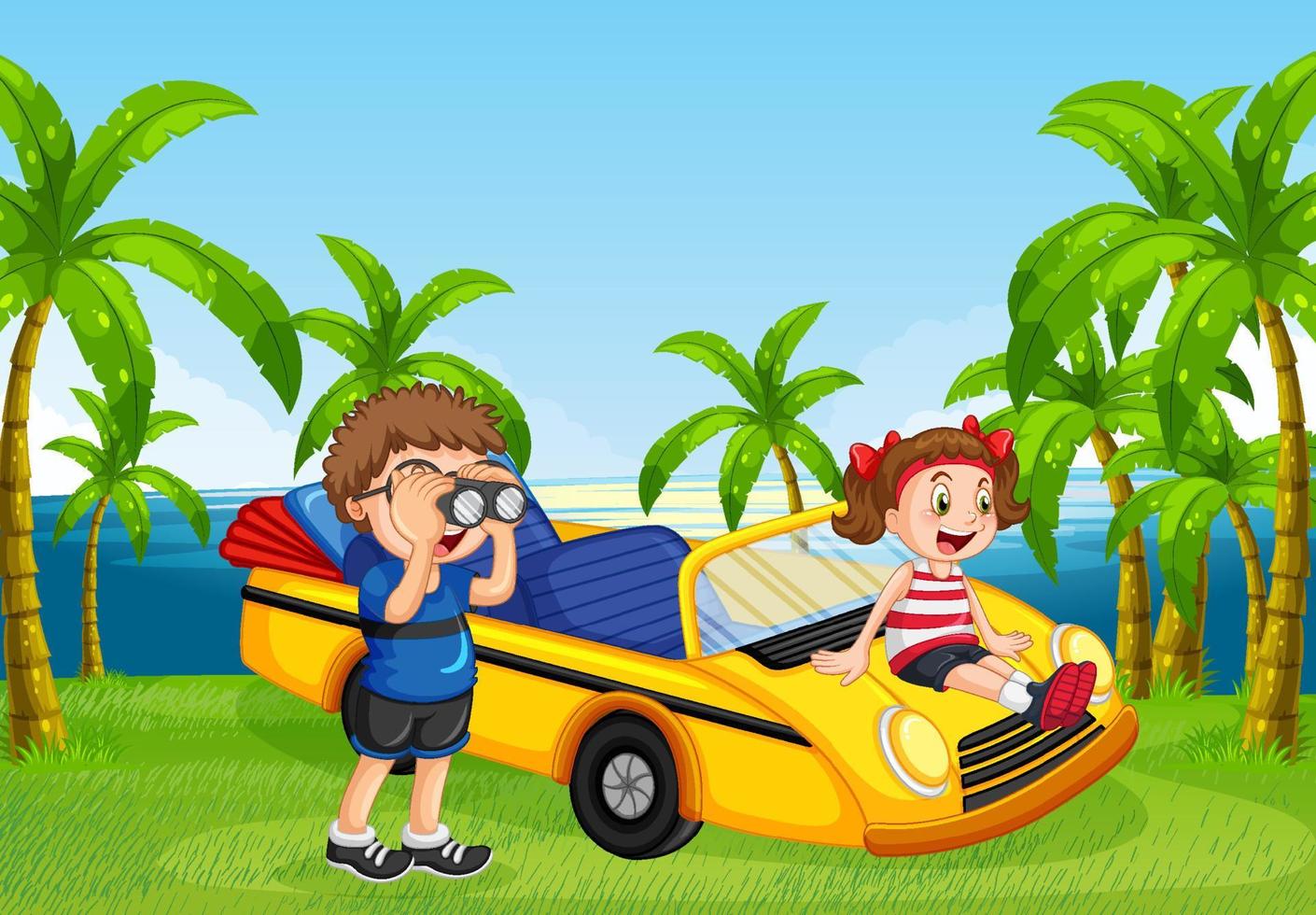 Road trip vacation at the beach vector