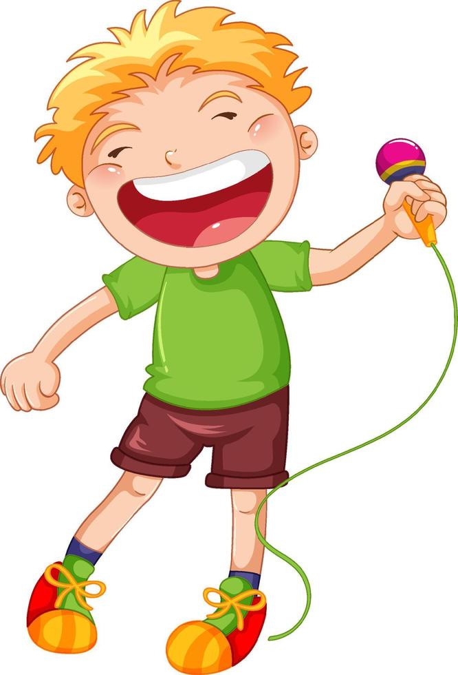 Happy boy with microphone vector