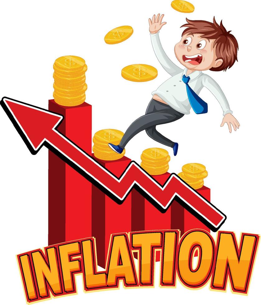 Inflation isolated word text with fired businessman vector