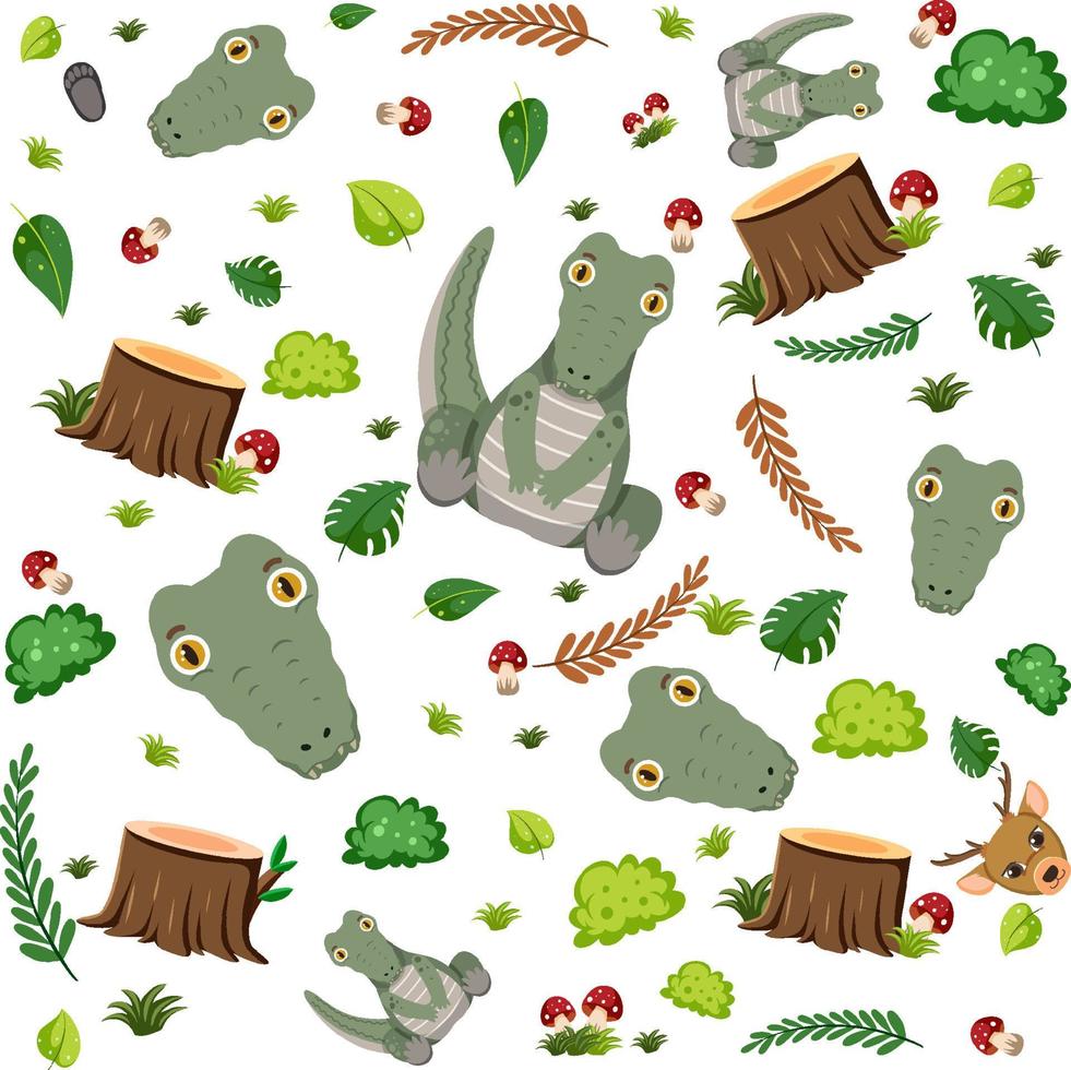 Cute crocodile seamless pattern vector