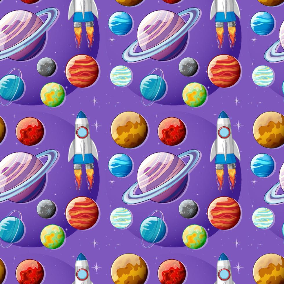Space planets seamless pattern vector