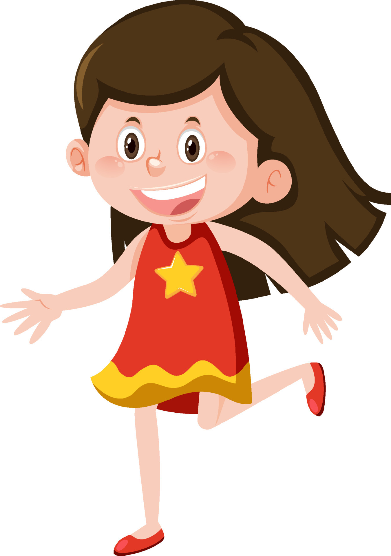 Long Hair Clipart
 Cute girl with long hair Vector Art at Vecteezy