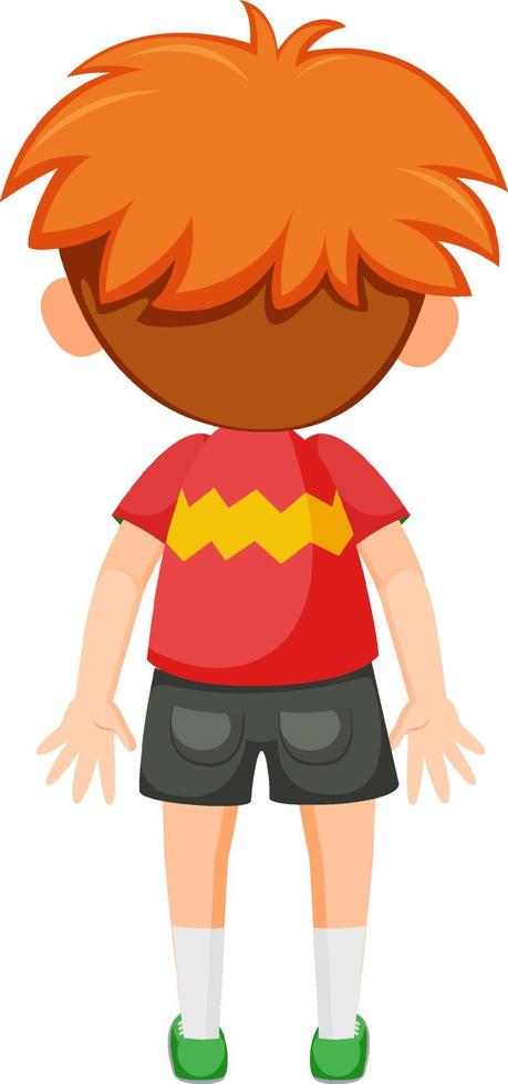 Back of a little boy cartoon character vector