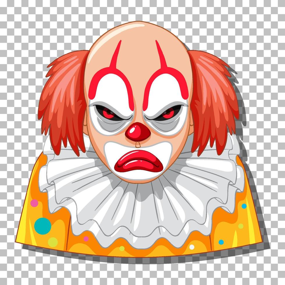 cabeza de payaso aterrador en el fondo de la cuadrícula vector