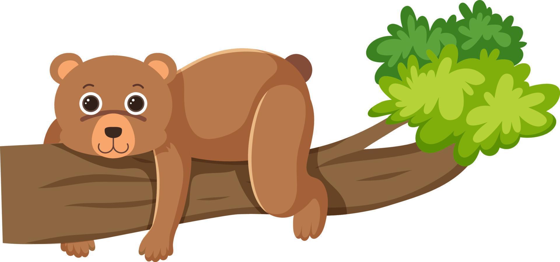 lindo oso acostado en el árbol vector