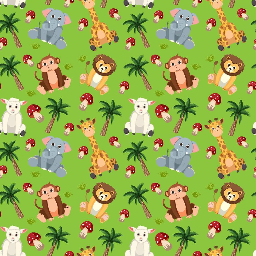 Cute animals seamless pattern vector