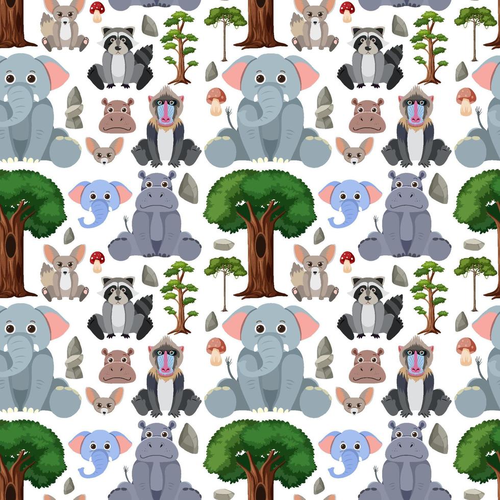 Cute animals seamless pattern vector