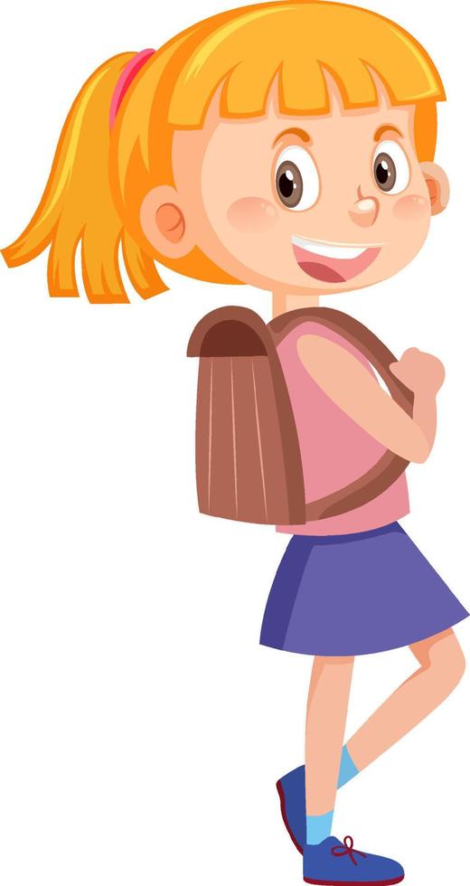 Female student cartoon character with backpack vector