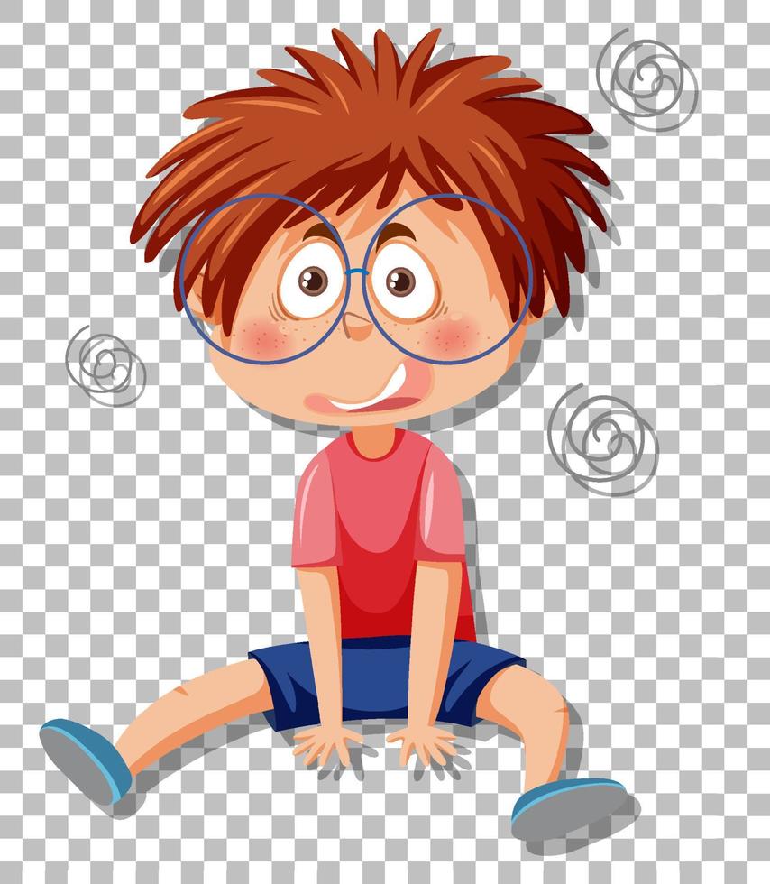 A dizzy young boy cartoon character vector