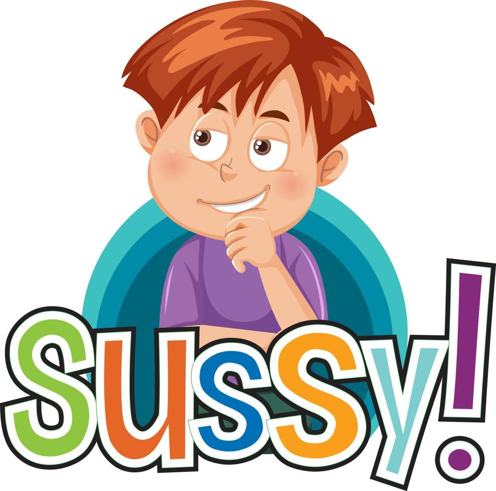 Suspicious man cartoon character with kooky word expression vector