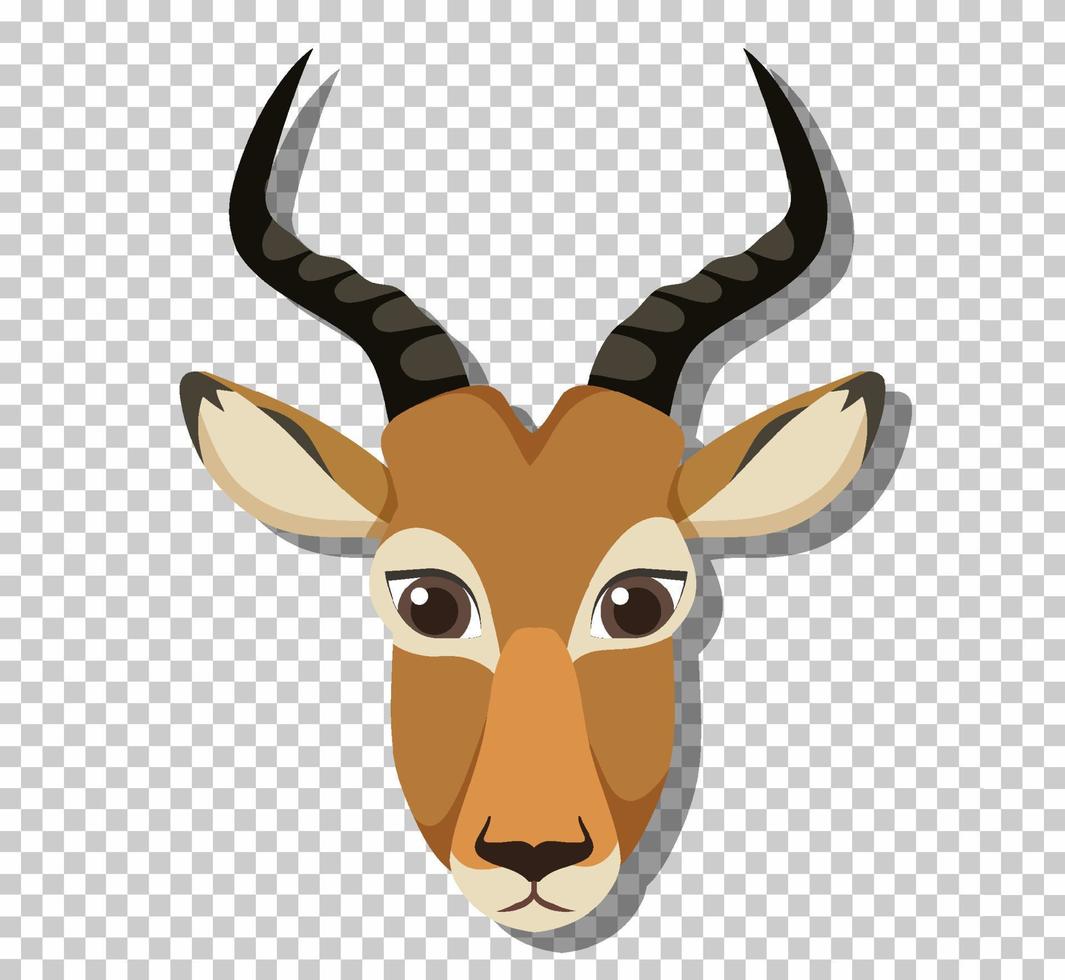 linda cabeza de impala en estilo de dibujos animados plana vector