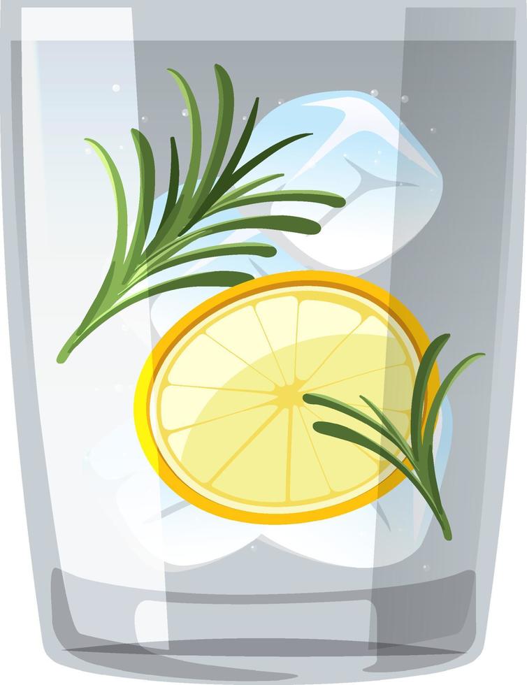 Cóctel de gin tonic en el vaso sobre fondo blanco. vector