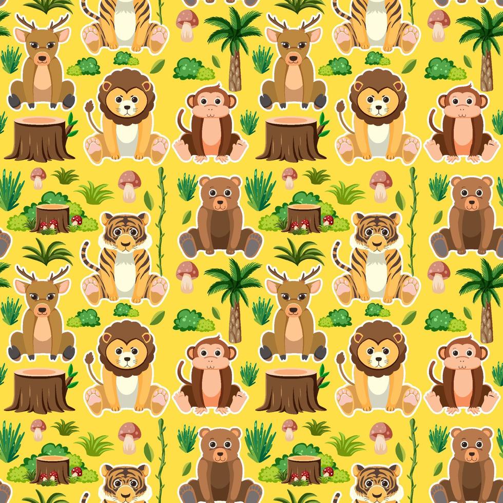 Cute animals seamless pattern vector