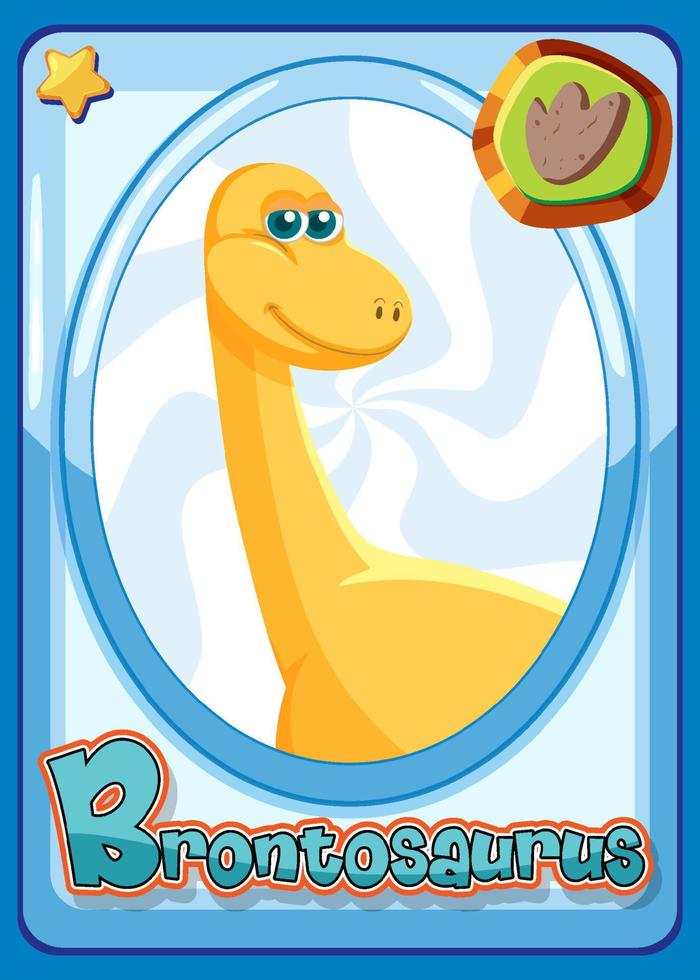 Brontosaurus dinosaur cartoon card vector