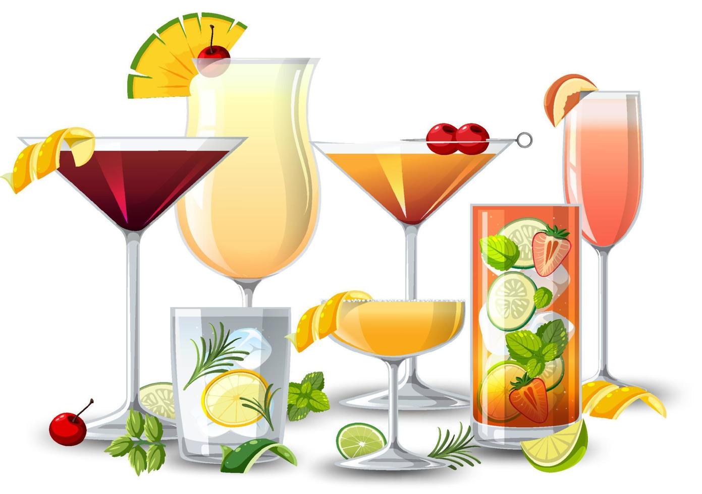 Different types of cocktails vector