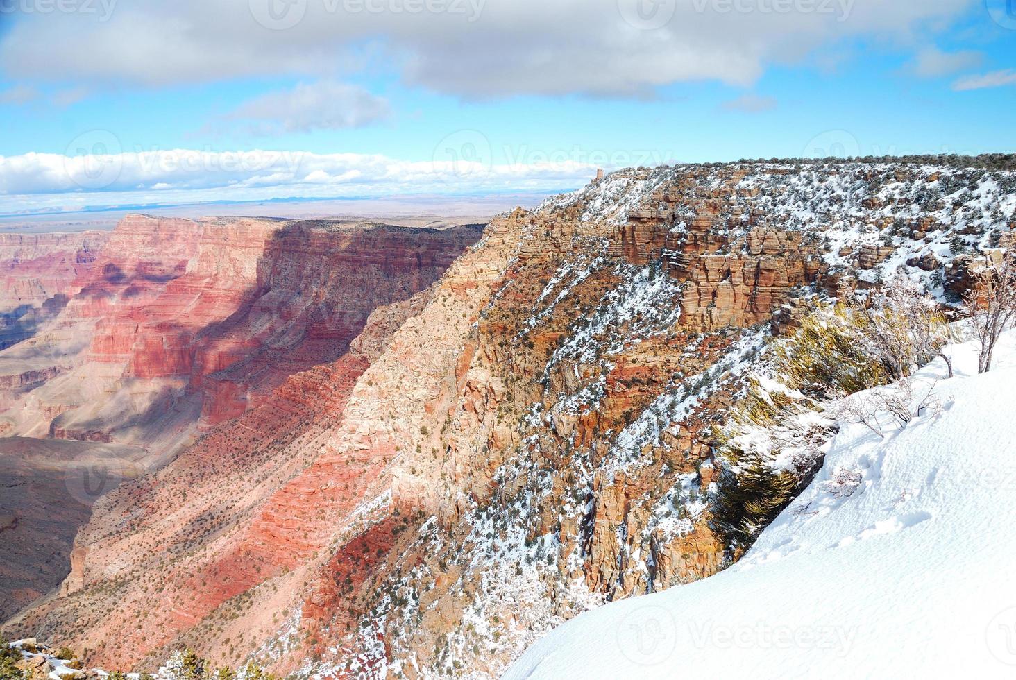 Grand Canyon panorama view in winter with snow photo