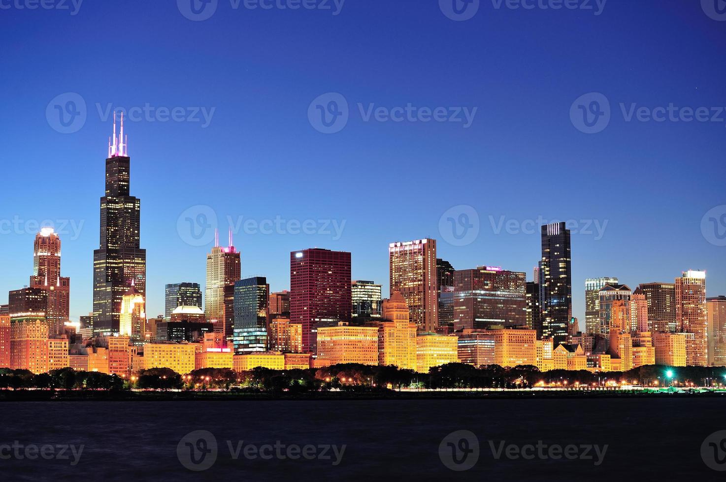 Chicago skyline at dusk photo