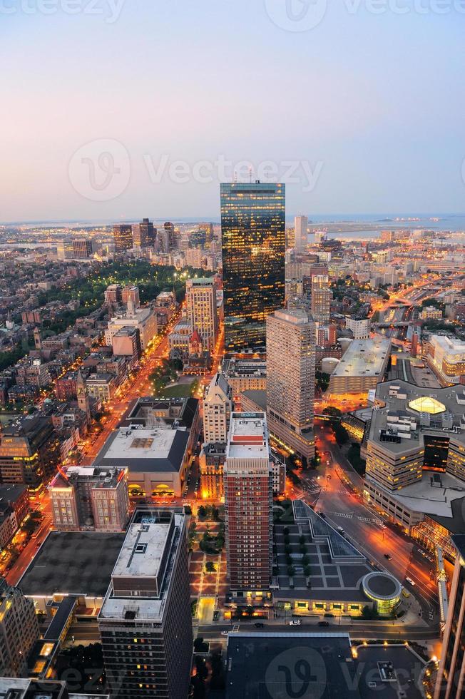 Urban city skyline at sunset photo