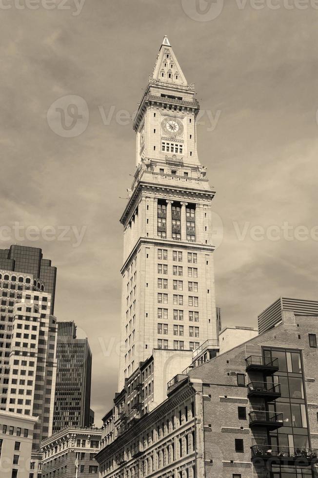 Boston Custom House black and white photo