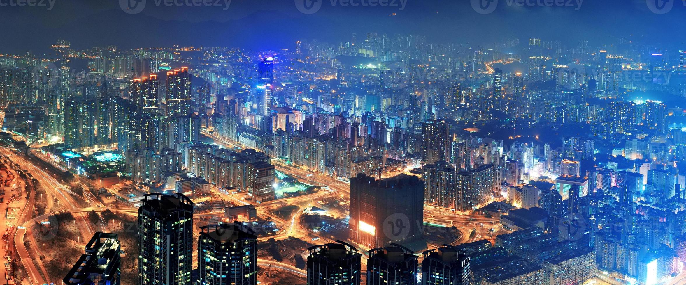 Hong Kong aerial night photo