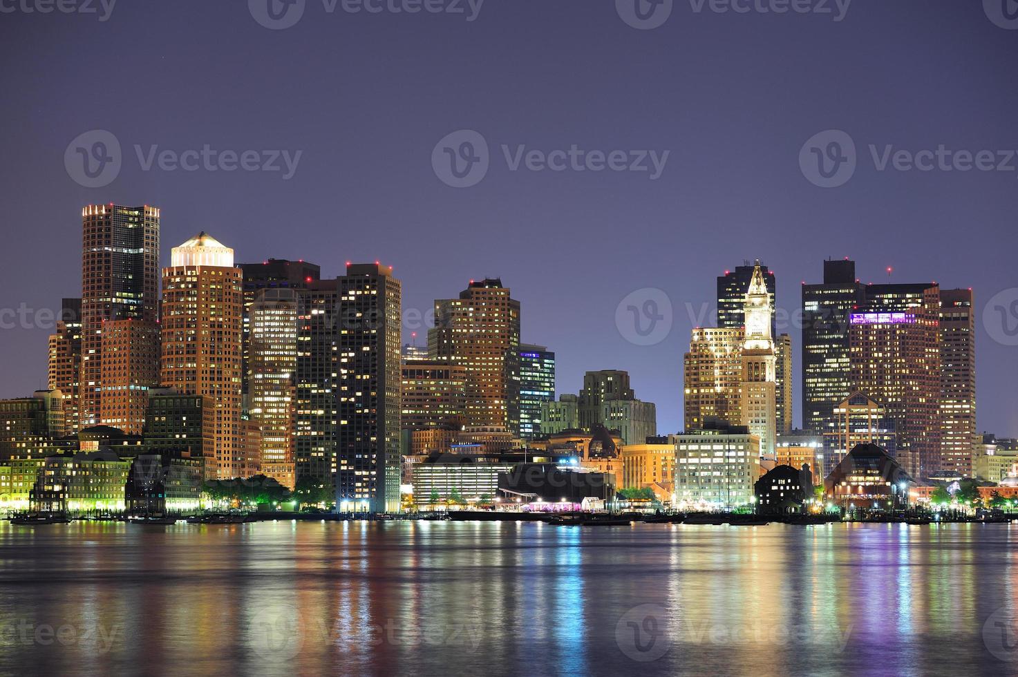 Boston downtown skyline at dusk photo